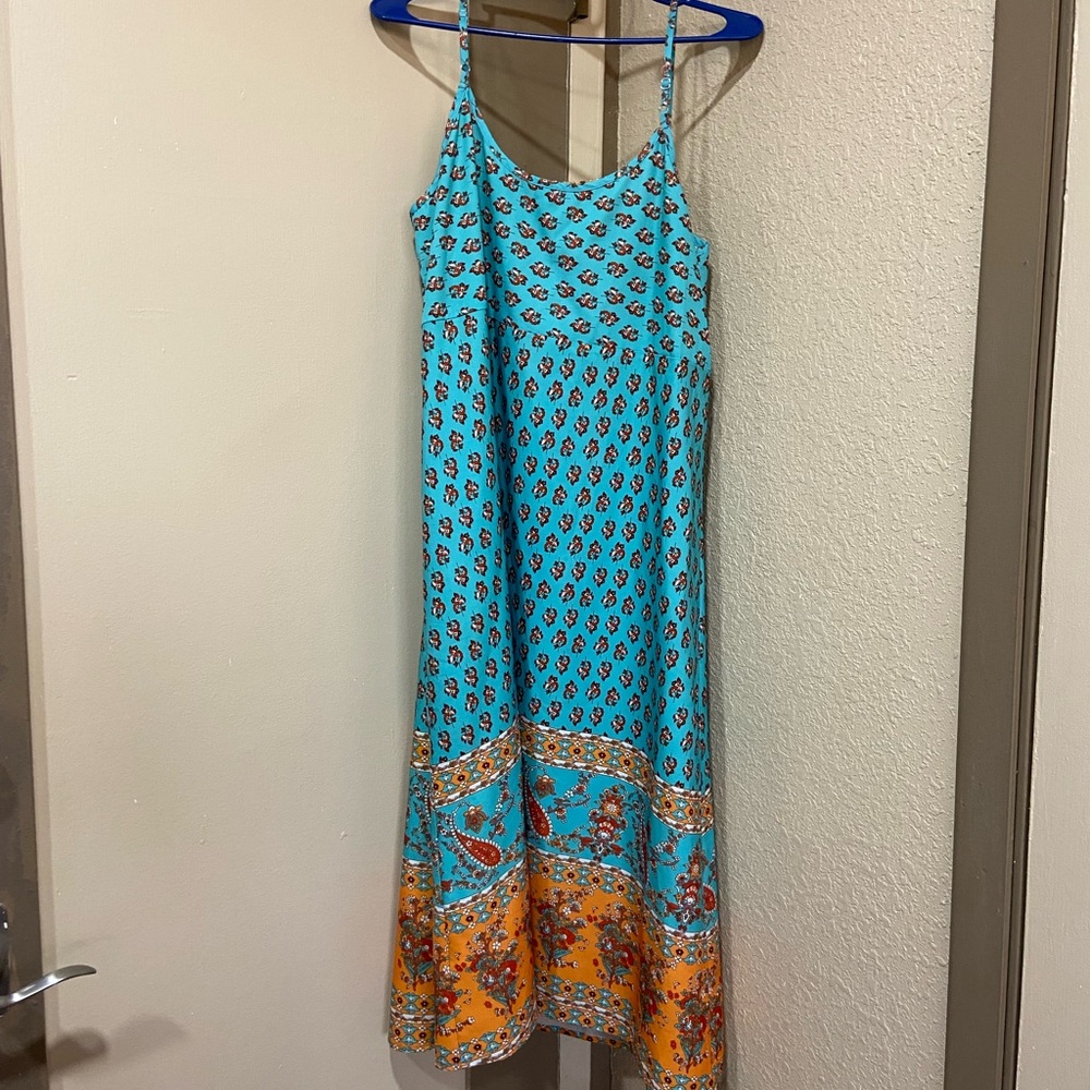 SHEIN Turquoise and Mustard Maxi Dress